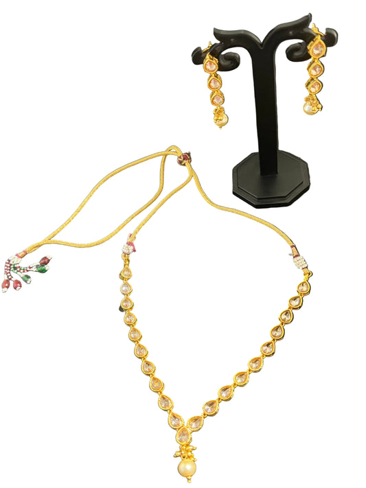 Uncut Diamond Single line Necklace with Earrings
