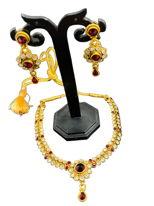 Uncut Diamond Choker Necklace and Earrings