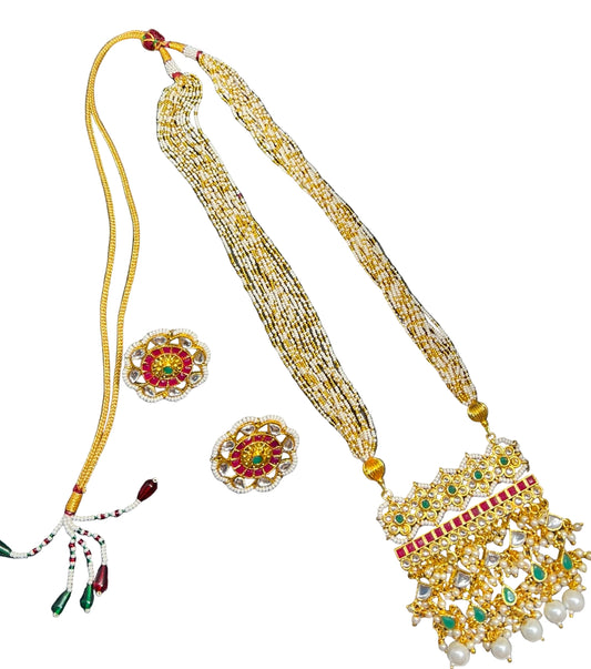 Pearl Long Necklace with Earrings
