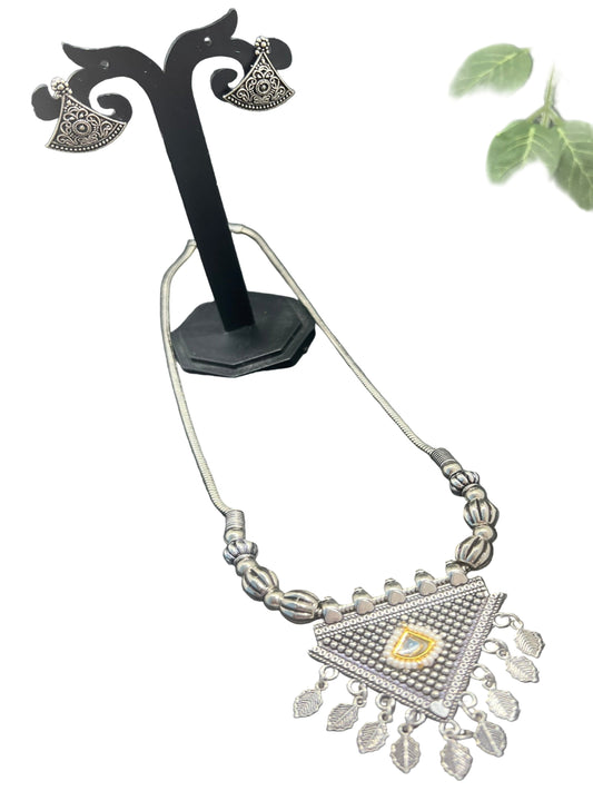 German Silver Pendant Necklace with studs.
