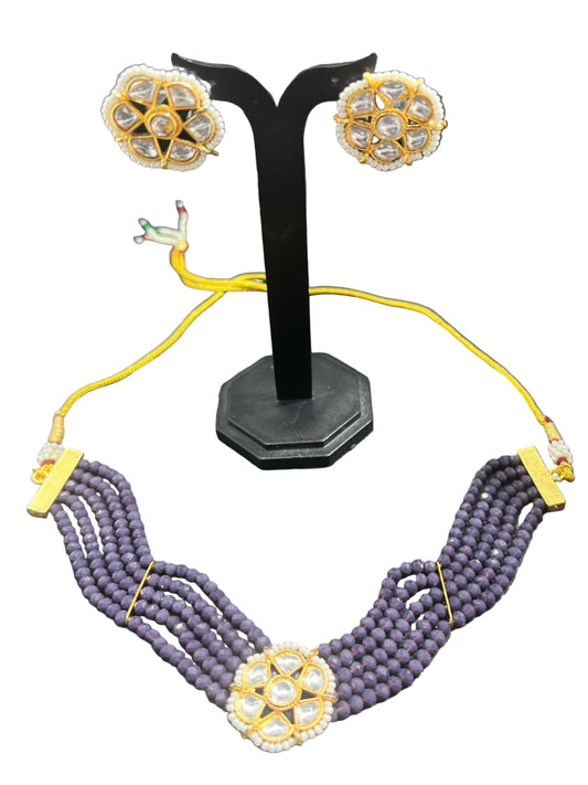 Kundan and Crystal Choker with Earrings