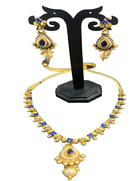 Gold Plated Necklace with Earrings.