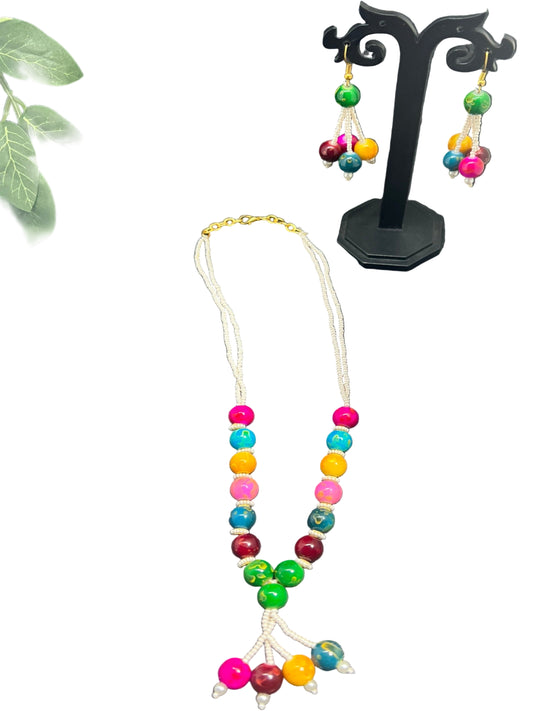 Beads Necklace with Earrings