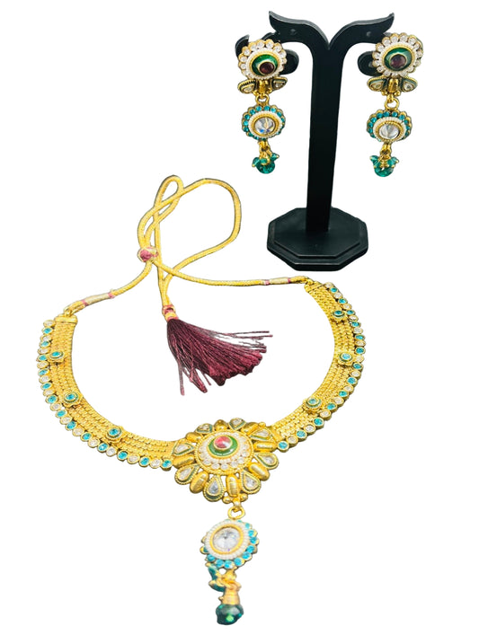 Gold Plated Necklace with Earrings.
