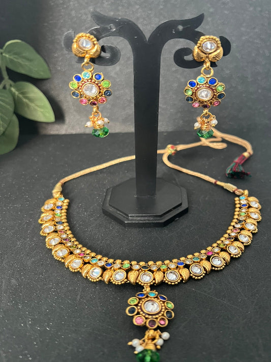 Multi Color Necklace with Earrings