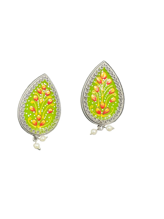 Hand-Painted German Silver Studs