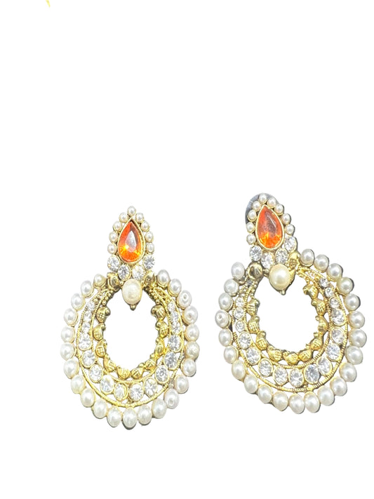 Pearl & Diamond  Chandbali Earrings