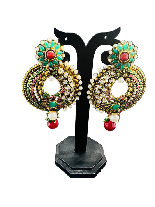 Antique Pearl and Diamond work Earrings
