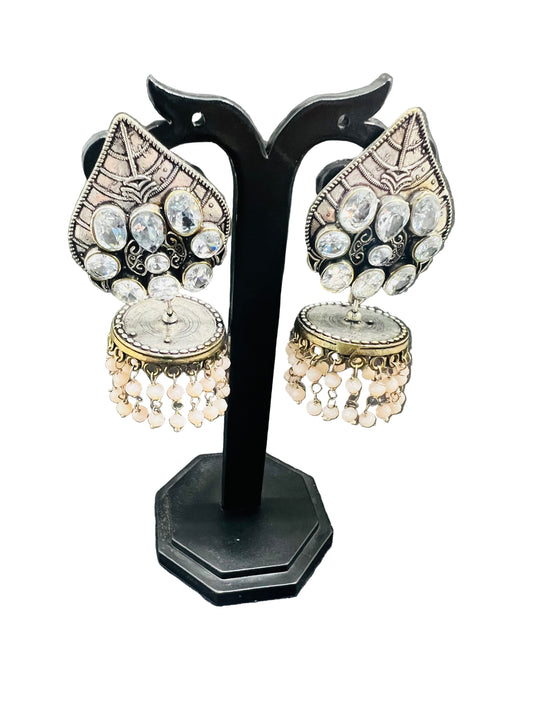 German Silver Diamond Earrings