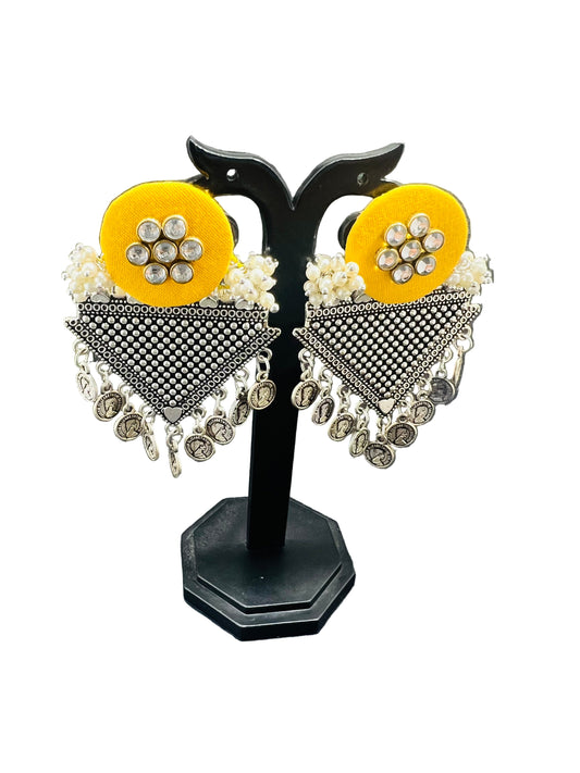 Handmade Pearl and German Silver Earrings
