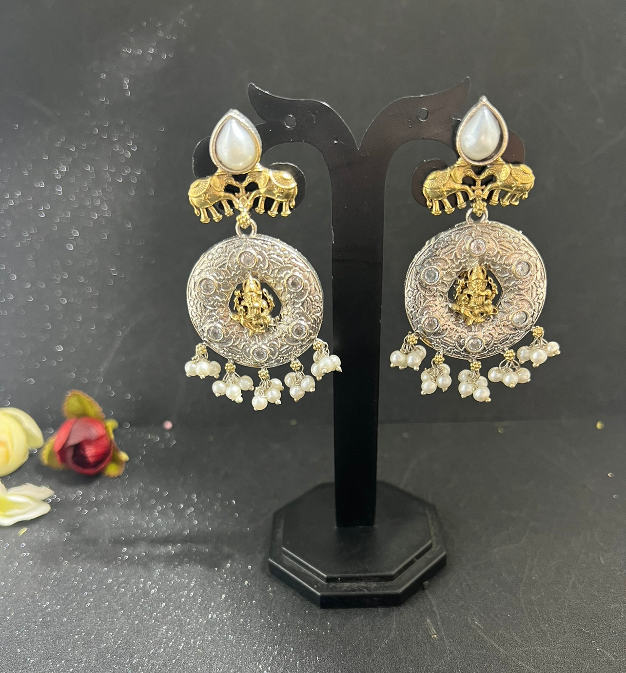 Temple Lord Ganeshji  Dual Tone Necklace Set