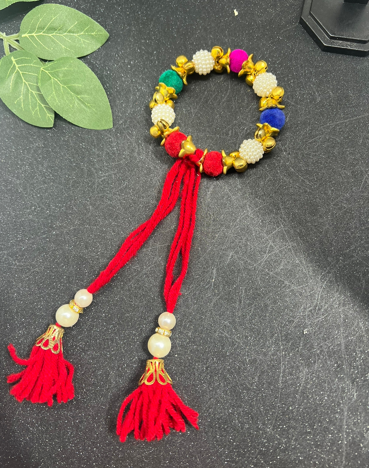 Handmade Ghungru and Pearl Adjustable bracelet