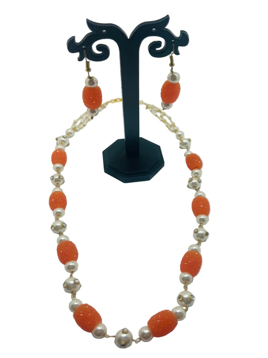 Pearl & Bead Necklace with earrings