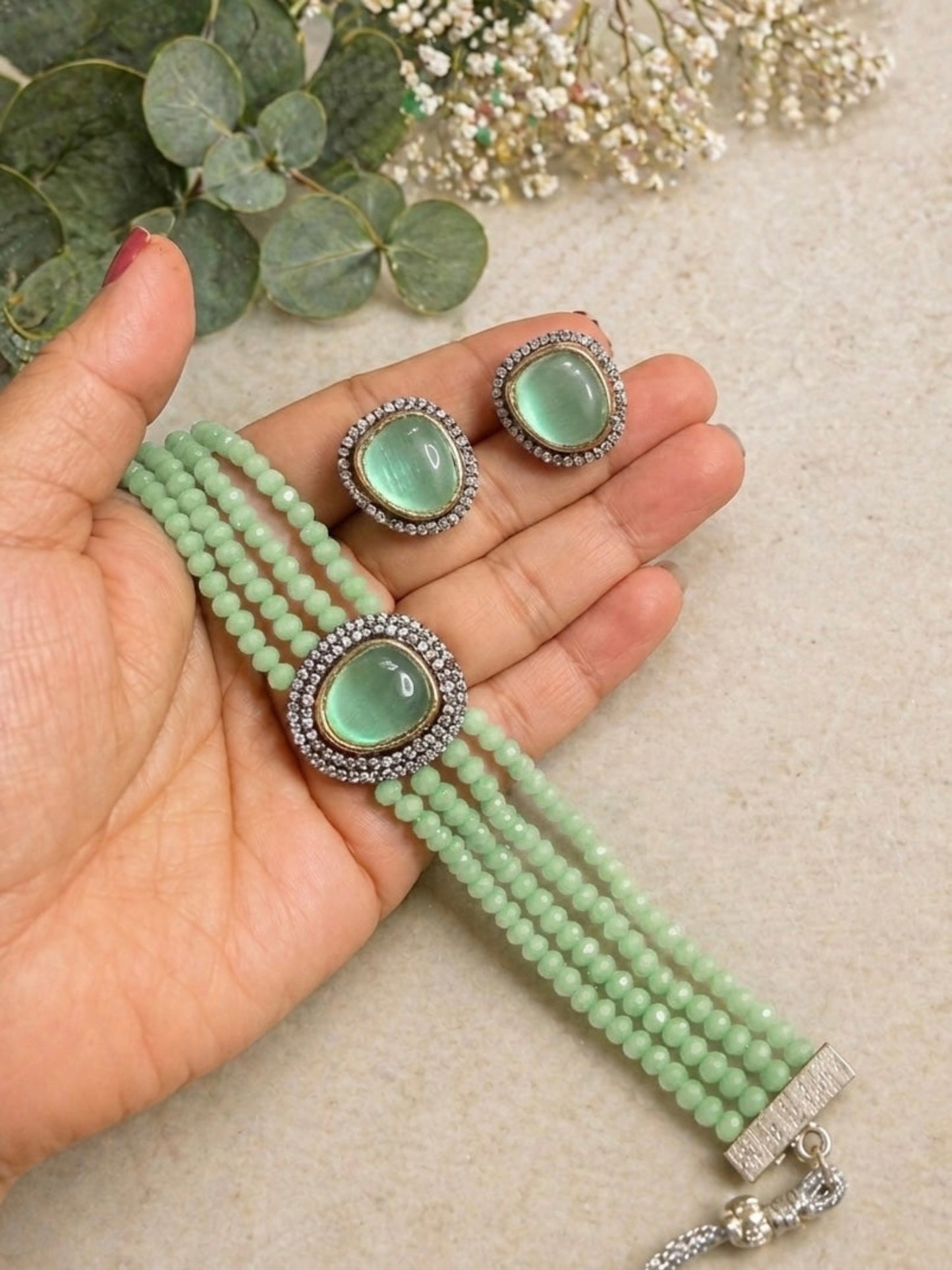 Bead and Stonework Chokers/Necklace Set