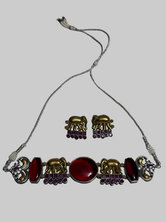 Elephant Stone Choker/Necklace Set