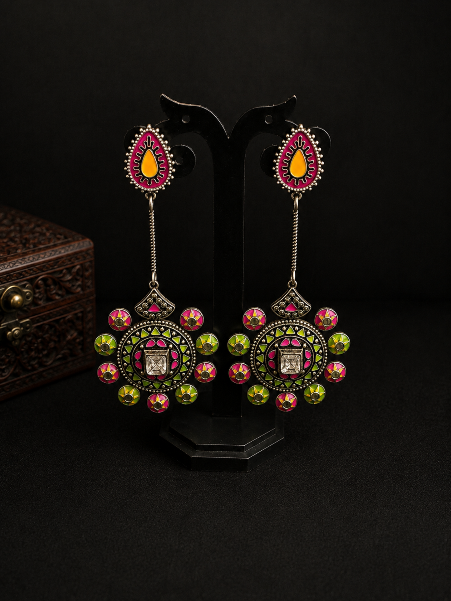 Meenakari Long Earrings