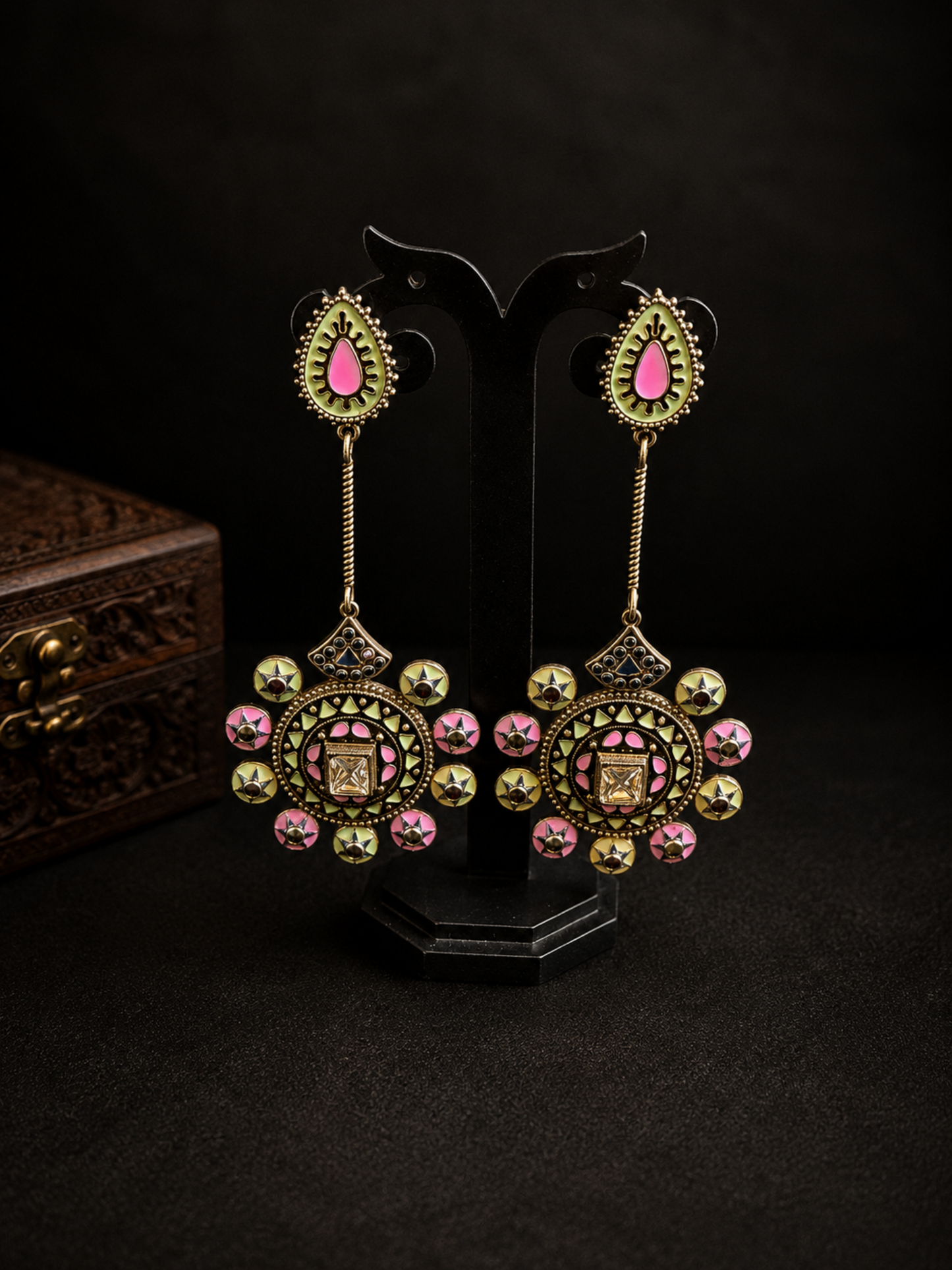 Meenakari Long Earrings