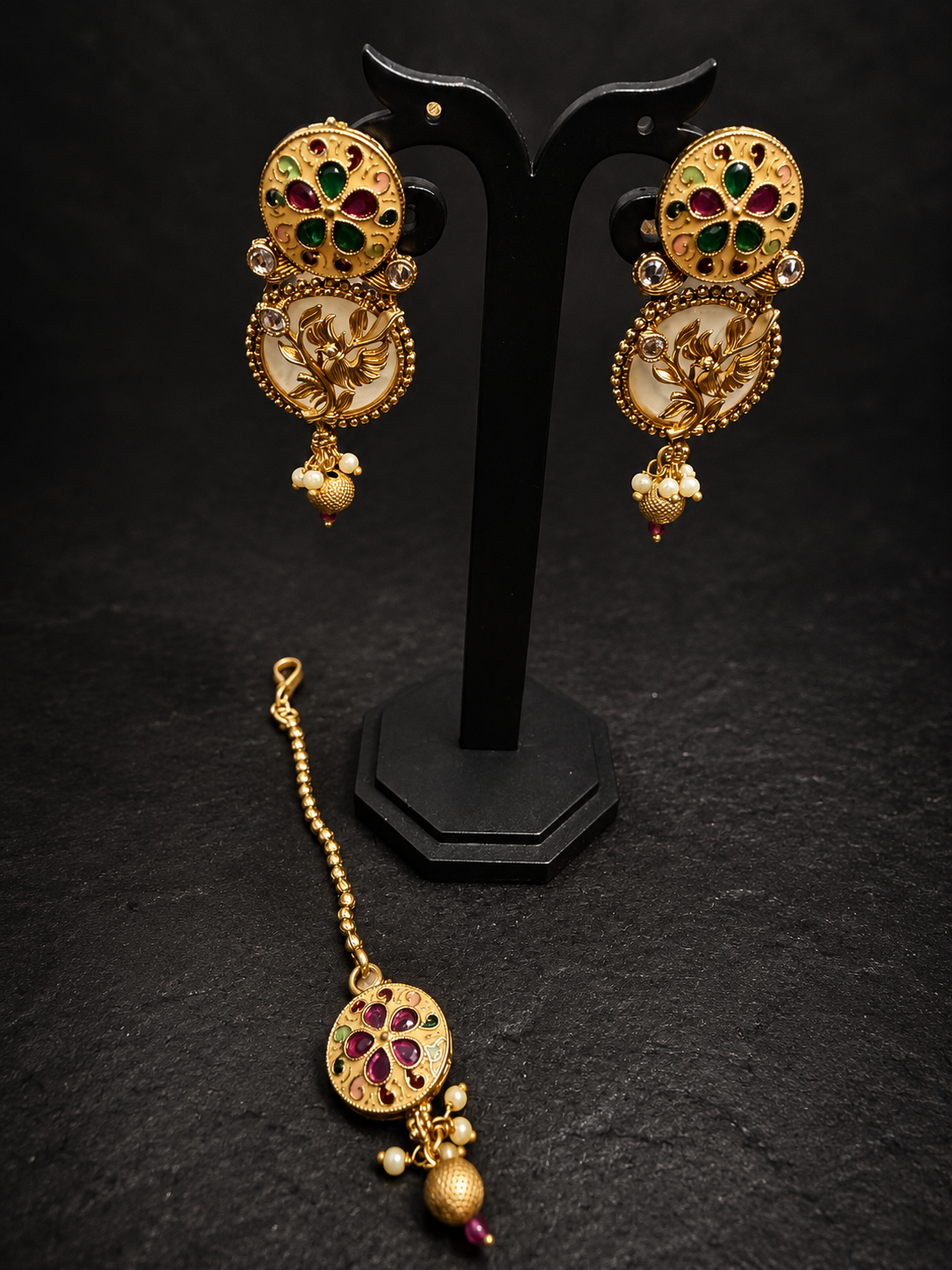 Meenakari and Crystal Necklace Set