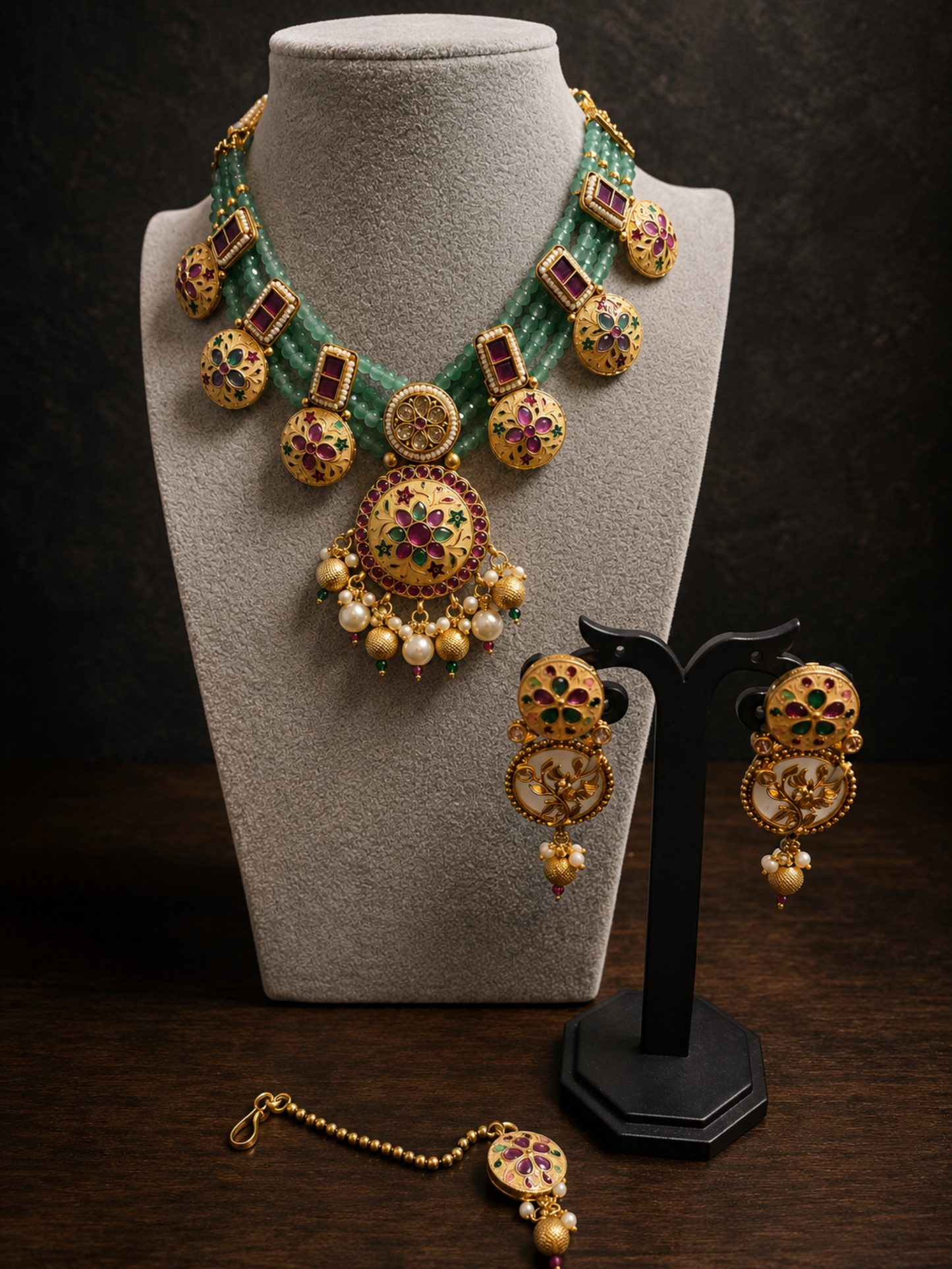 Meenakari and Crystal Necklace Set