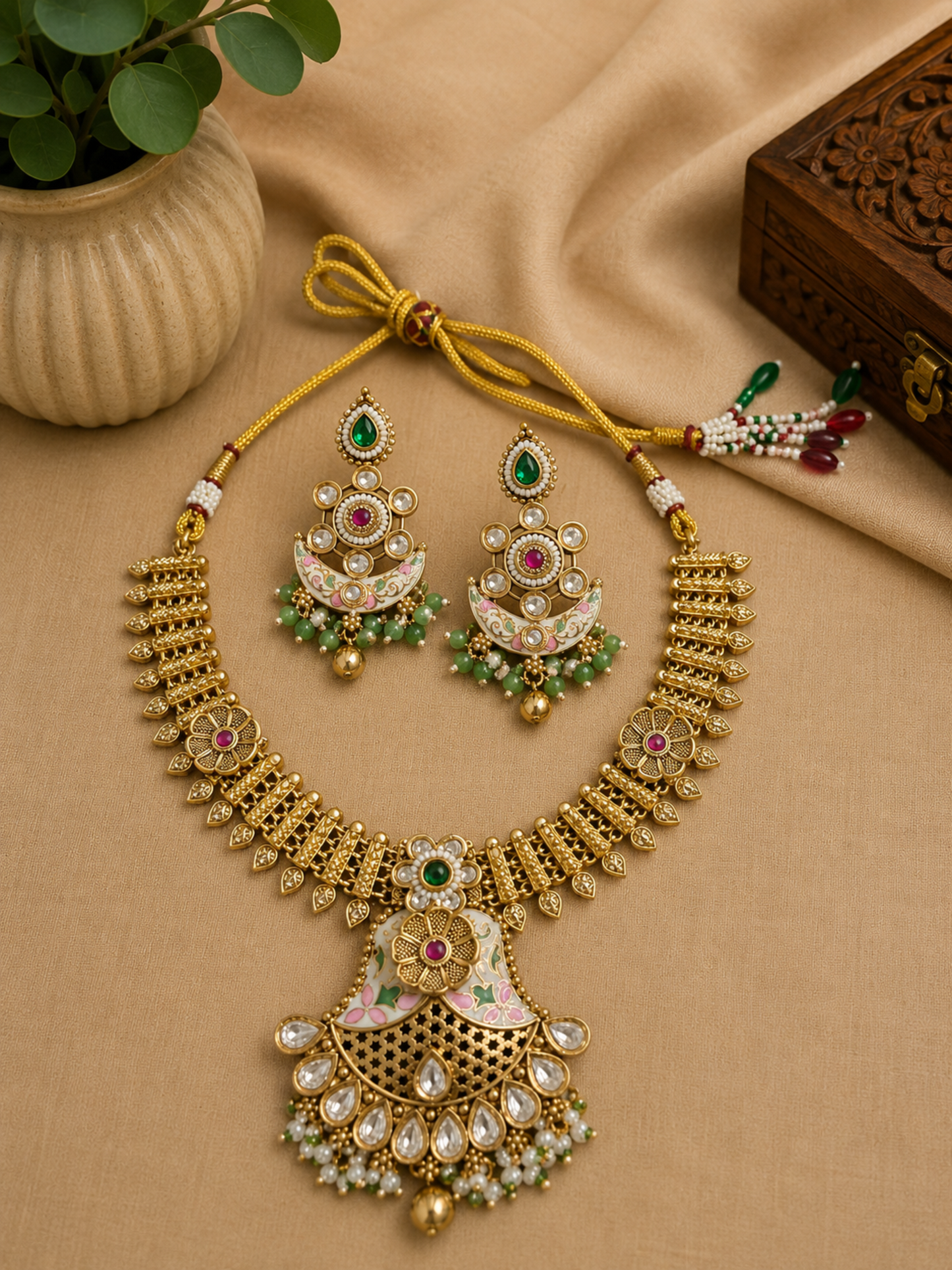 Rajwadi and Meenakari Hasdi Set