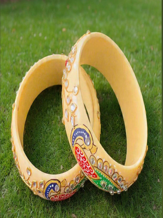 Handpainted and Kundan Work Kadas/Thick Bangles