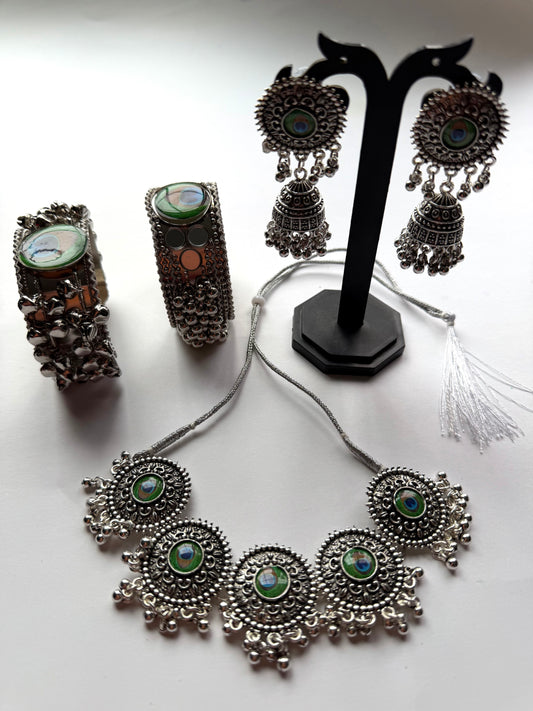 Peacock Necklace and Bracelet Set