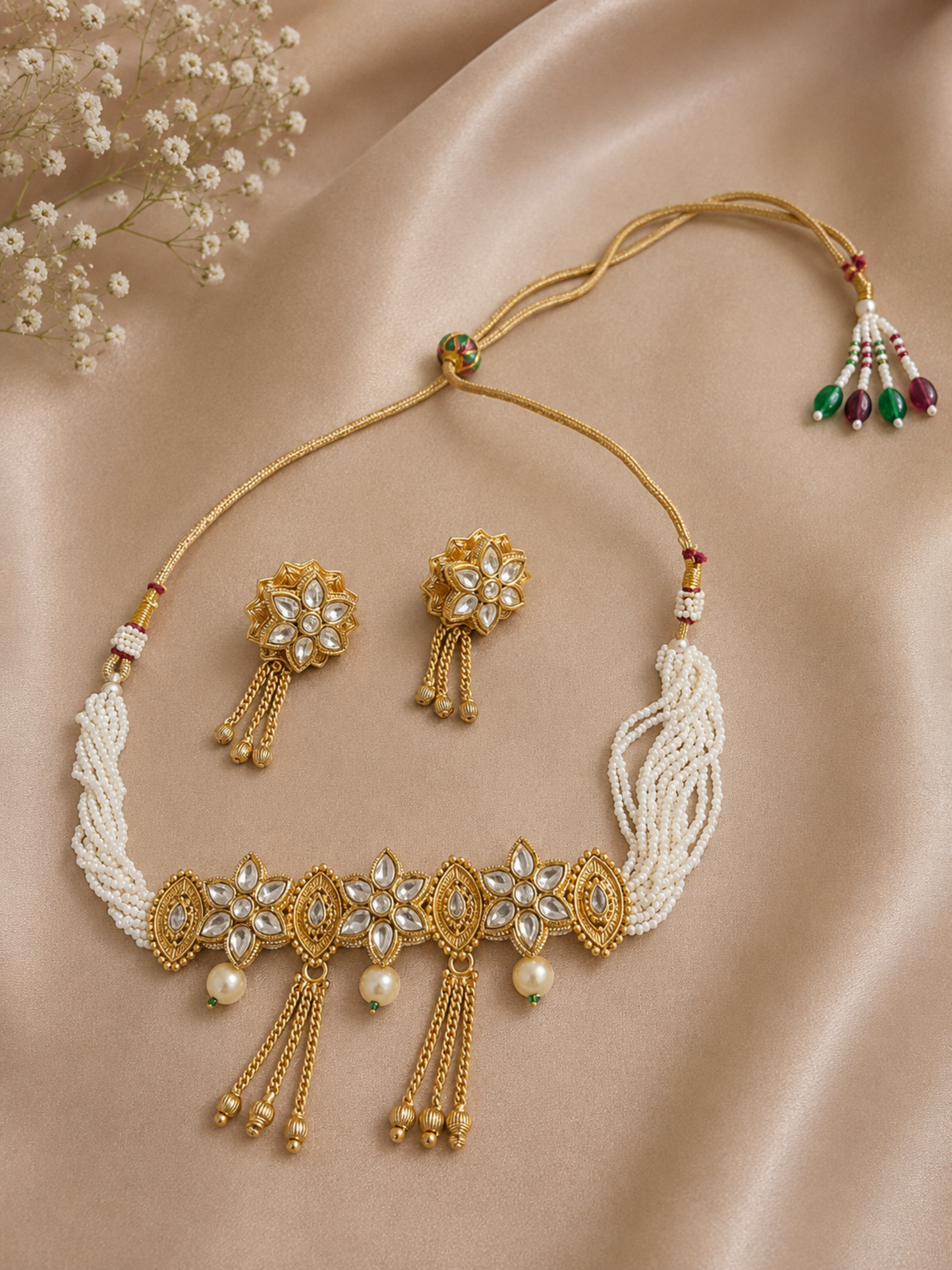 Pearl and Gold-Plated Necklace Set