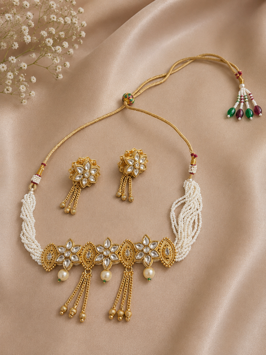 Pearl and Gold-Plated Necklace Set