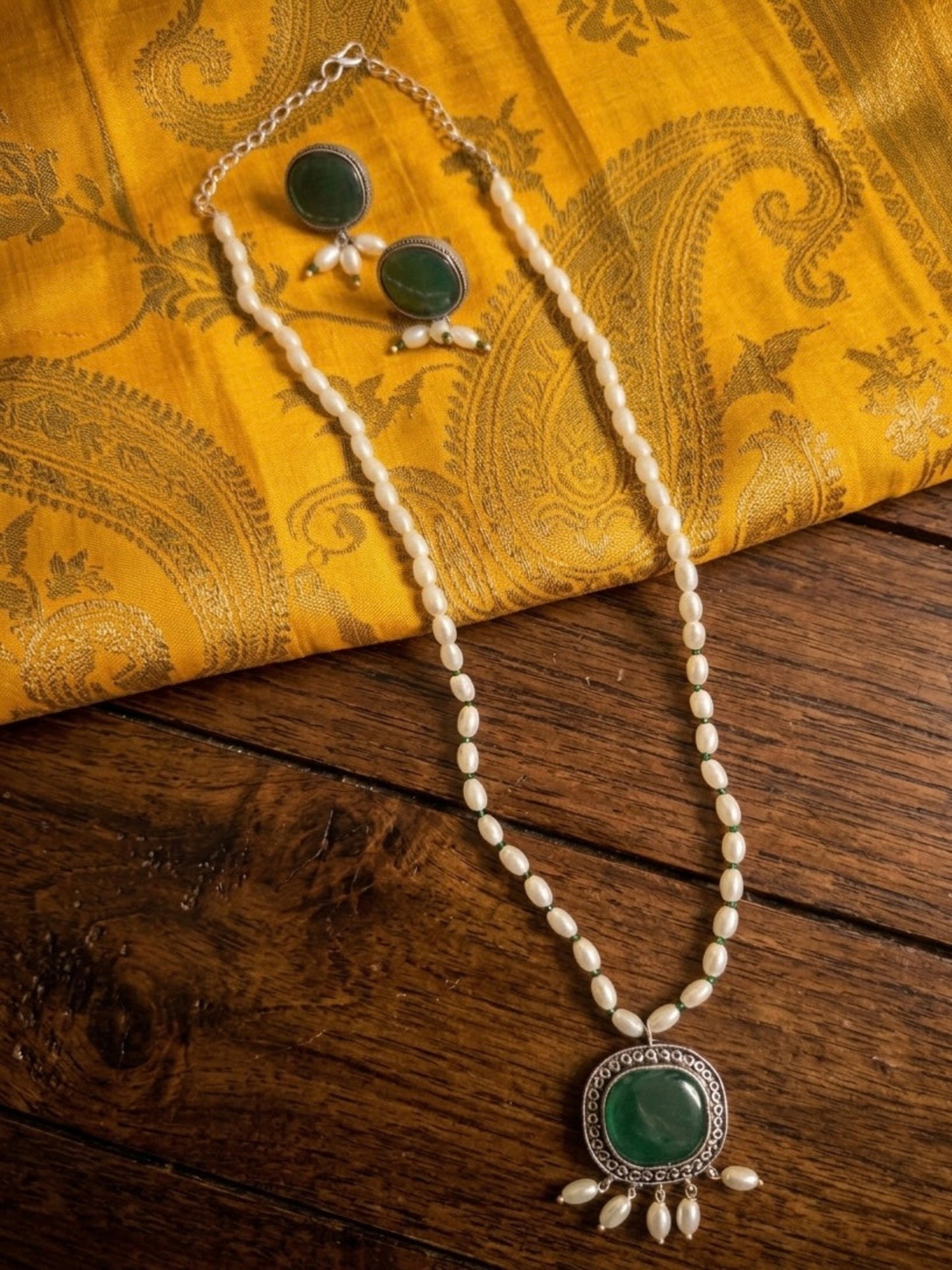 Pearl & Stone Pendant Set