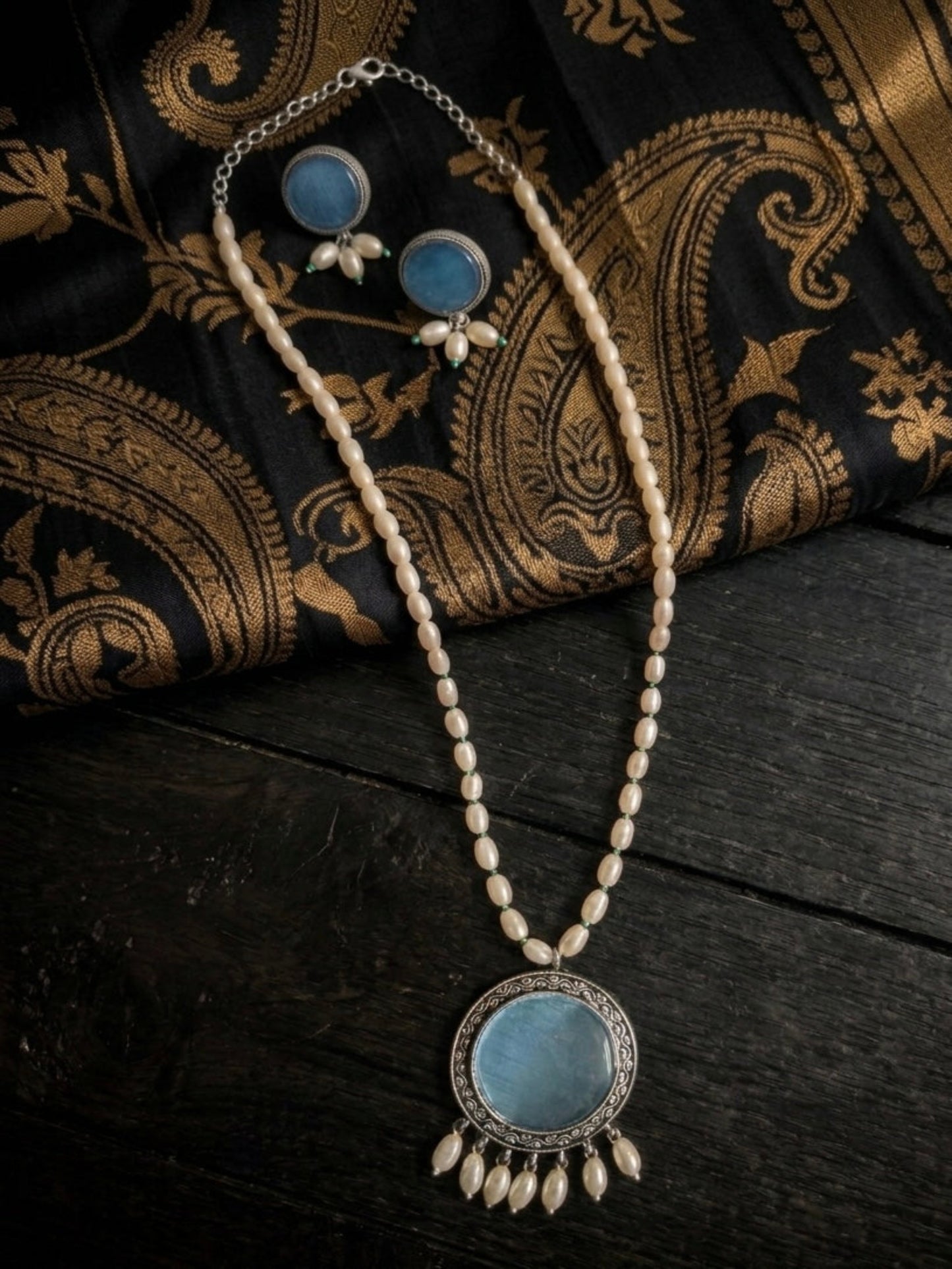 Pearl & Stone Pendant Set