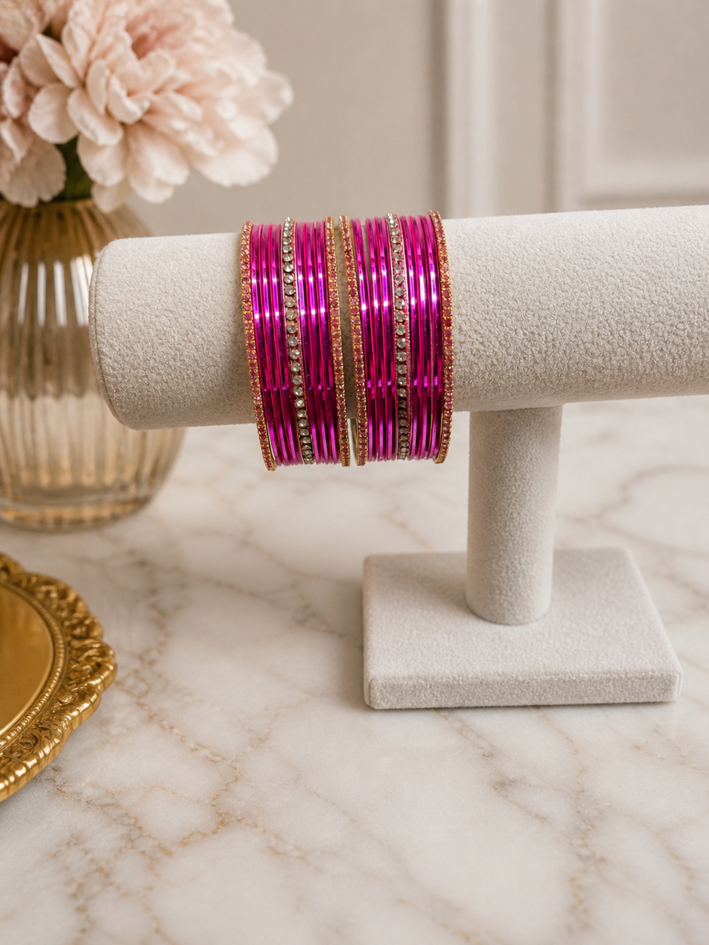 Green and Pink Bangle Set. Size 2.8