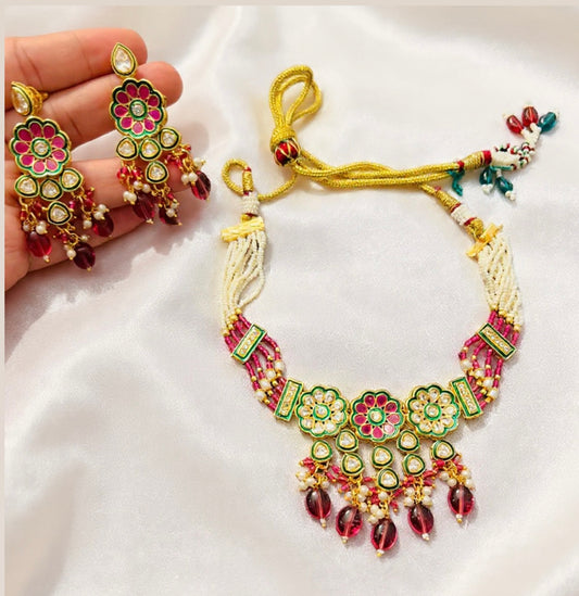 Pearl and Stonework Choker/Necklace Set