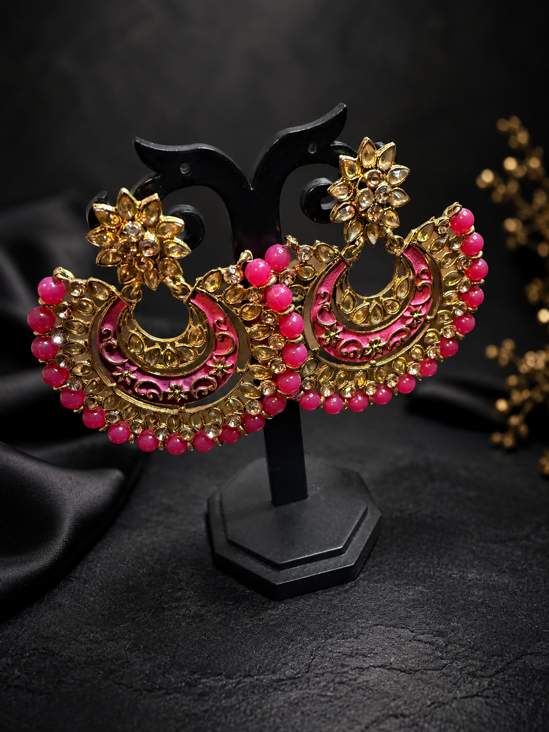 Pink Meenakari Earrings