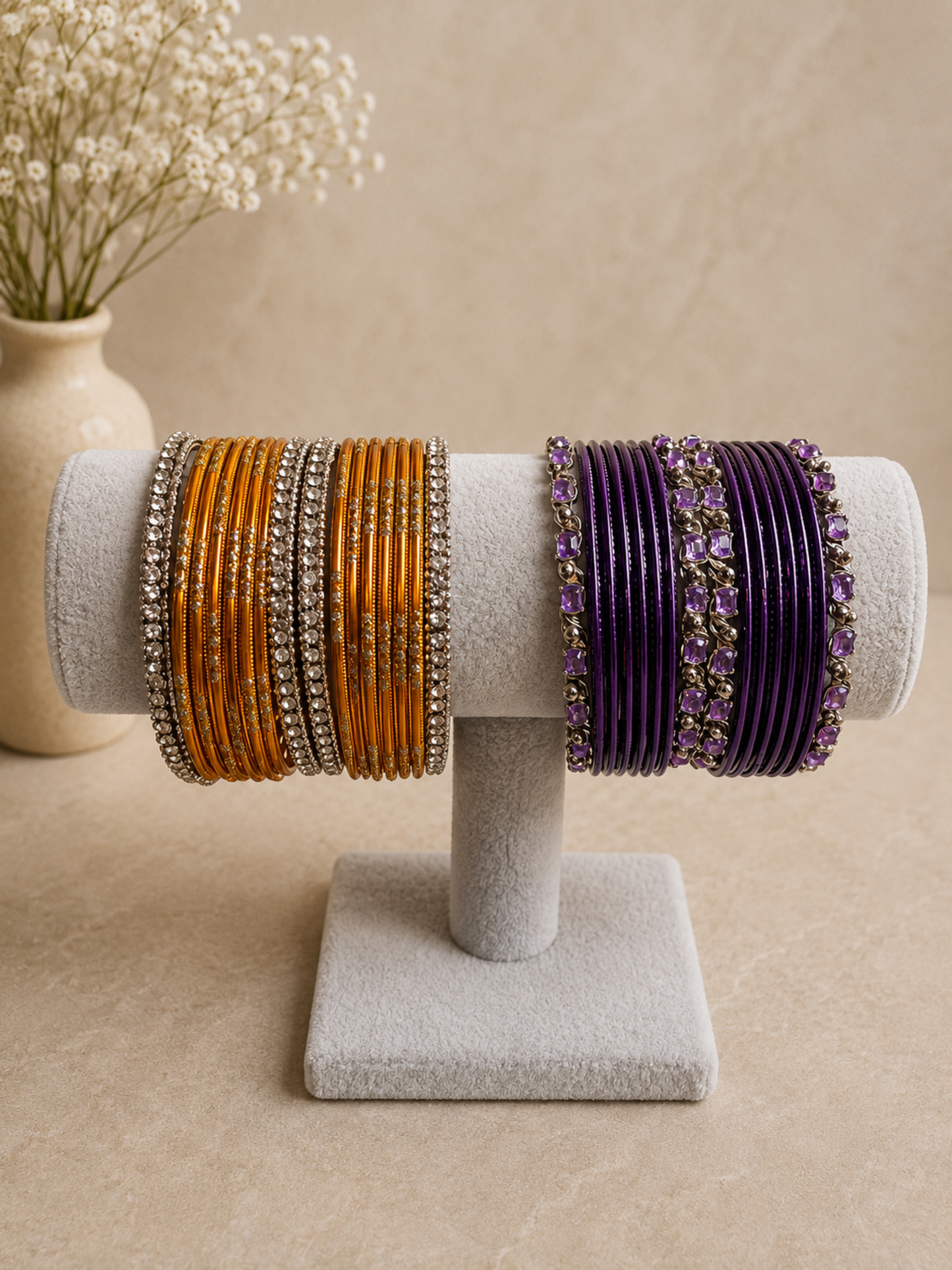 Purple and Orange Bangle Sets. Size 2.8