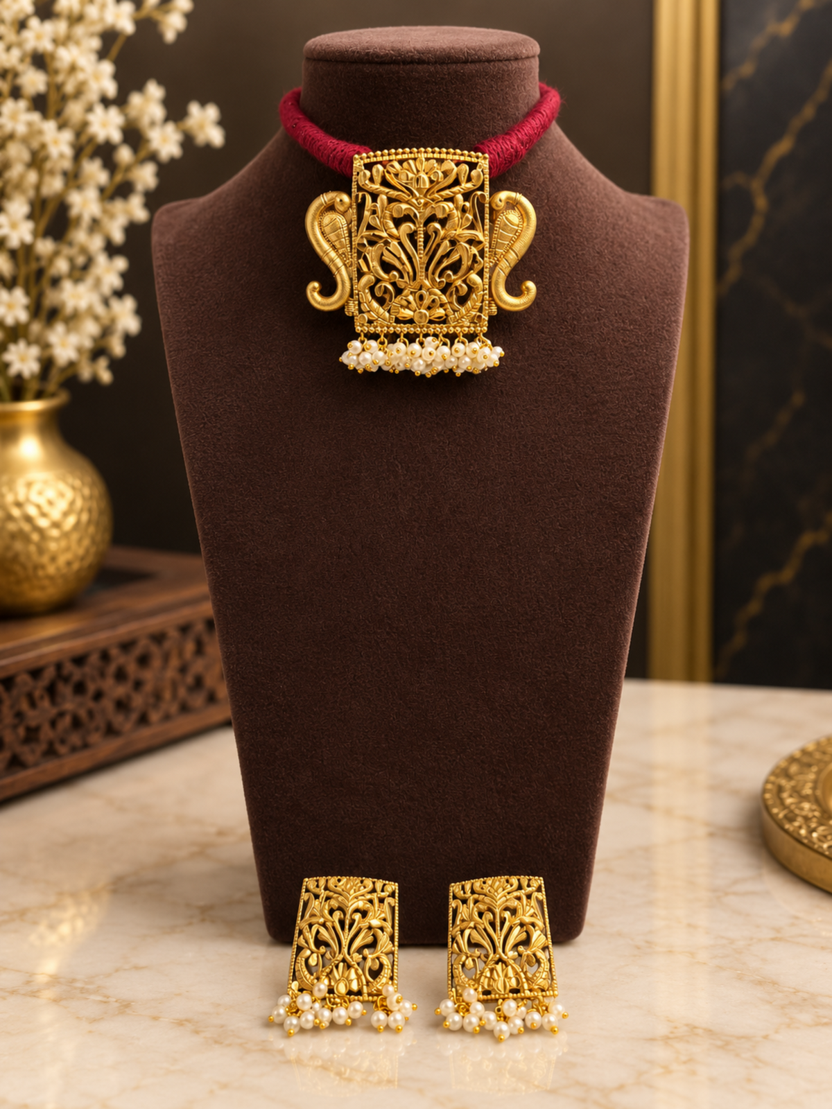 Golden Choker/Necklace Set