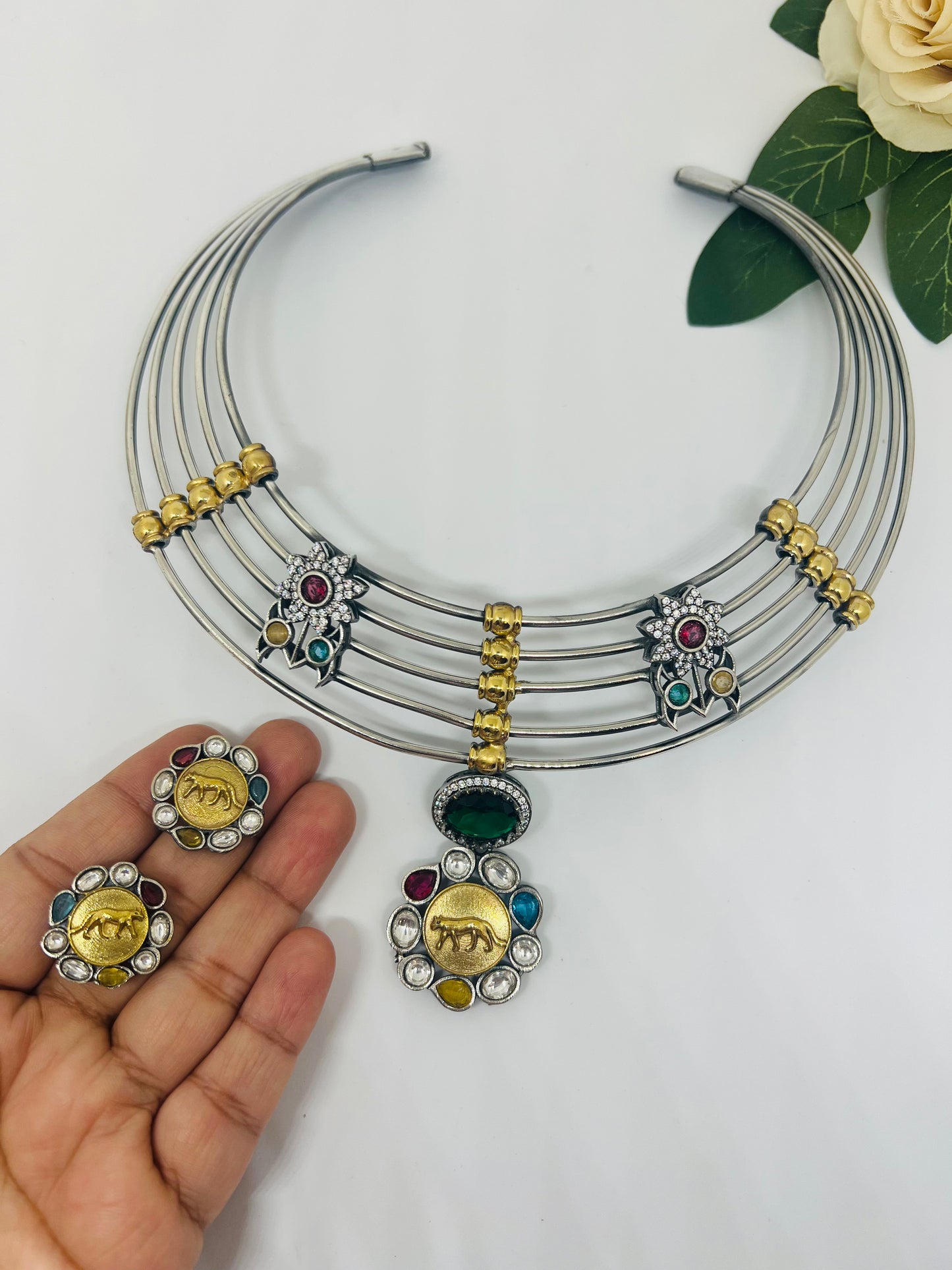 Sabyasachi Dual Tone Hasdi / Necklace Set