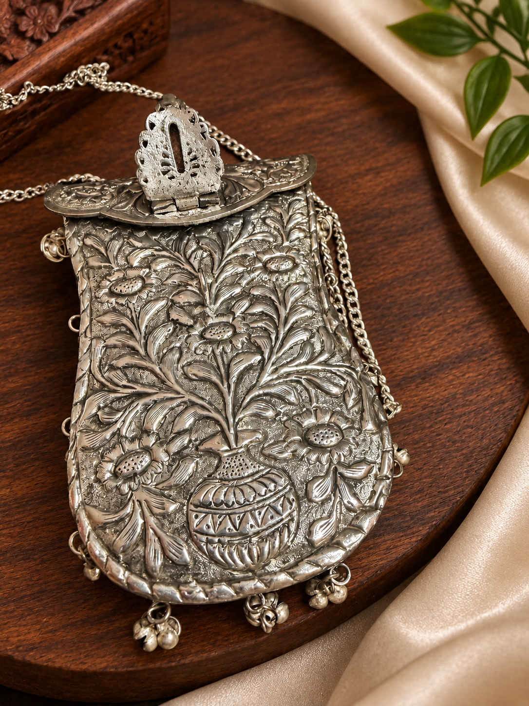 Silver Brass Mobile Phone Clutch