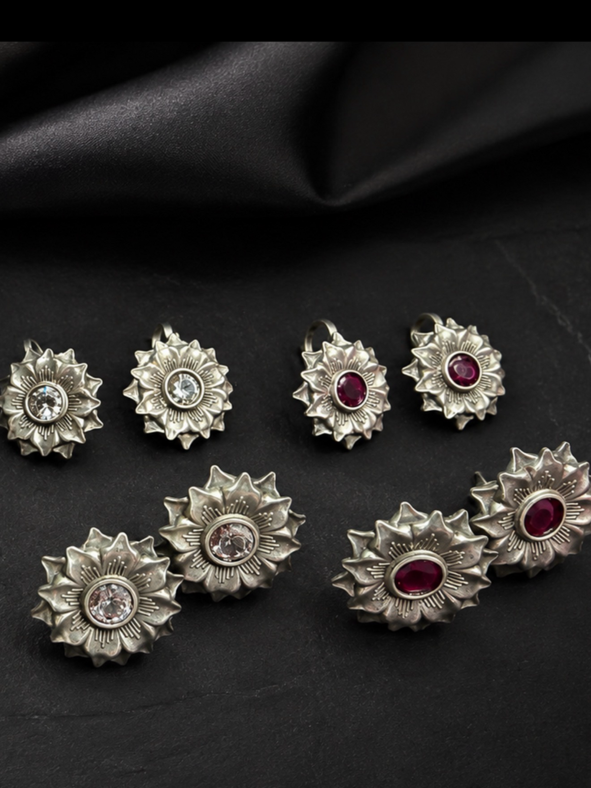 Silver Tone Bugadi  Ear Cuff and Studs Set