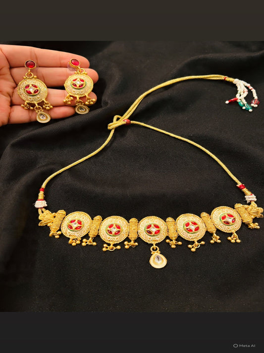 Rajwadi & Meenakari Choker/Necklace Set