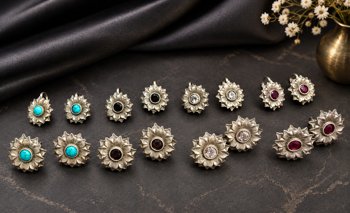 Silver Tone Bugadi  Ear Cuff and Studs Set